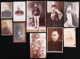 cca 1870-1910 10 db katonákat ábrázoló keményhátú fotó / vintage military photos