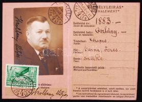 1939 UPU (Egyetemes Postaegyesület) fényképes igazolójegy /  1939 UPU picture id
