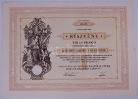 1939. "Nagylétai Egyesült Takarékpénztár és Bank Részvénytársaság" részvény 10 Pengőről T:I