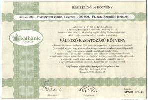 1997-1998. Reállízing kötvény 1.000.000Ft-ról változó kamatozású kötvény