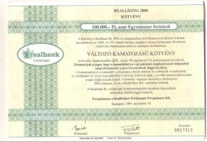 1994. Reállízing kötvény 25.000Ft-ról és 100.000Ft-ról, változó kamatozású kötvény