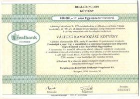 1994. Reállízing kötvény 25.000Ft-ról és 100.000Ft-ról, változó kamatozású kötvény