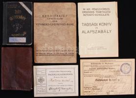 Érdekes igazolványok és nyomtatványok, összesen 6 db