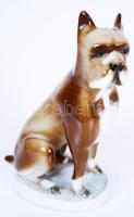 Kézzel festett jelzett Zsolnay porcelán kutya figura / Handpainted Zsolnay chinaware dog figure 7x12cm