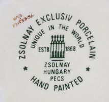 Kézzel festett Zsolnay ékszeres doboz, jelzett, hibátlan / Hand painted Zsolnay box 11×11 cm