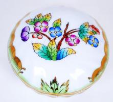Kézzel festett Viktória mintás Herendi porcelán ékszeres szelence  / Chinaware Herend hand-painted jewellery box d:7 cm