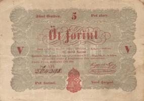 1848. 5Ft "Kossuth bankó" piros T:III