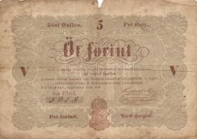 1848. 5Ft "Kossuth bankó" barna T:III-