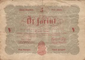 1848. 5Ft "Kossuth bankó" piros T:III-