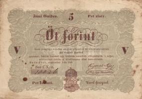 1848. 5Ft "Kossuth bankó" barna T:III