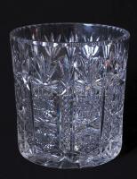 Ólomkristály kaspó, csiszolt, metszett, hámozott, m:21 cm, d:20 cm / Lead crystal pot