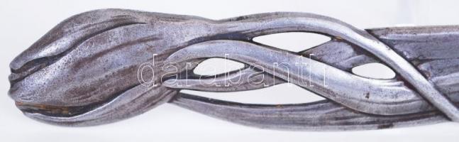 cca 1900 Szecessziós ón levélnyitó / 
Art nouveau tin letter opener, 21,5cm