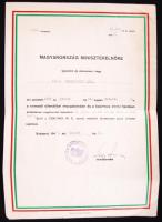 1947 Igazolás a nemzeti ellenállási mozgalom és az antifasizmusért szenvedett hősi halálról a miniszterelnök, Nagy Ferenc saját kezű aláírásával