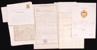 cca 1920-1945 19 darabos okmány tétel