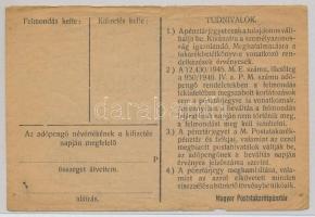 1946. 1.000.000AP nem kamatozó Pénztárjegy "Másra Át Nem Ruházható" T:III