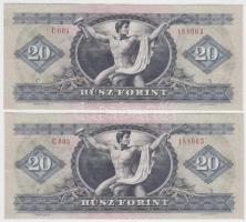 1975. 20Ft (2x) egymás utáni sorszámmal T:I