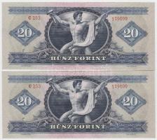 1969. 20Ft (2x) egymás utáni sorszámmal T:I
