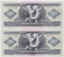 1980. 20Ft (2x) egymás utáni sorszámmal T:I-