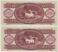 1984. 100Ft (2x) egymás utáni sorszámmal és papírránccal T:I