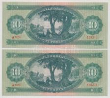 1962. 10Ft (2x) egymás utáni sorszámmal T:I-