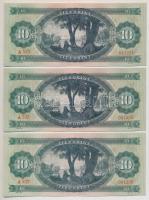 1969. 10Ft (3x) egymás utáni sorszámmal T:I