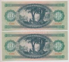 1969. 10Ft (4x) egymás utáni sorszámmal és egyik lefelé tolódott nyomattal T:I