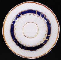 Hollóházi kék és arany virág mintás mokkás készlet, jelzett, hibátlan, matricás/ Hollohaza porcelain...