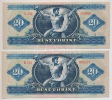 1965. 20Ft (2x) egymás utáni sorszámmal és papírráncokkal T:I