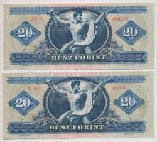 1969. 20Ft (2x) egymás utáni sorszámmal és papírráncokkal T:I-