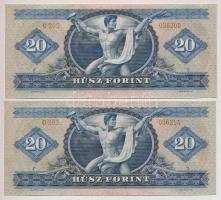 1969. 20Ft (2x) közeli sorszámmal egyiken előlapi festékhiány! T:I-