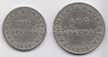 Görögország 1926. 1Dr + 2Dr T:3
Greece 1926. Drachma + 2 Drachmai C:F