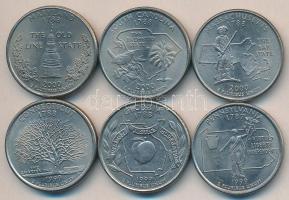 Amerikai EGyesült Államok 1999-2000. 1/4$ (6x) klf állami emlékveret T:1-,2
USA 1999-2000. Quarter D...
