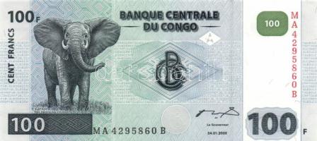 Kongói Demokratikus Köztársaság 2000. 100Fr (3x) egymás utáni sorszámmal T:I,I- Congo Democratic Republic 2000. 100 Francs (3x) sequential serial numbers C:Unc,AU