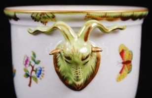 Herendi Viktória mintás kaspó, jelzett, hibátlan, m.9,5 cm, d:11 cm/ Herend porcelain pot with aries...
