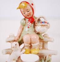 3db kézzel festett, jelzett porcelán figura / 
Hand painted porcelain figures