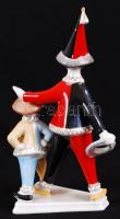 Bohócok, kézzel festett, aranyozott, jelzett Hollóházi figura / 
Clowns, hand painted Hollóháza porc...
