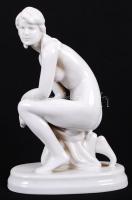 Merengő akt, porcelán figura /  Contemplating nude, porcelain figure, 23x14x9cm