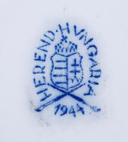 Herendi virág mintás rózsás bonbonier, kézzel festett, jelzett, rózsán nagyon apró lepattanás, d:7 c...