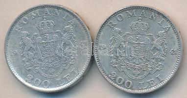 Románia 1942. 200L Ag (2x) T:2,2-
Romania 1942. 200 Lei Ag (2x) C:XF,VF