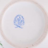 Herendi virág mintás váza, kézzel festett, jelzett, peremén repdés, m:14 cm /Handpainted Herend porc...