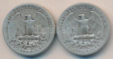 Amerikai Egyesült Államok 1943/49. 1/4$ Ag "Washington" (2x) T:3
USA 1942/49. 1/4 Dollar A...
