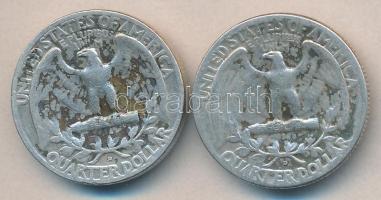 Amerikai Egyesült Államok 1950/52. 1/4$ Ag "Washington" (2x) T:3
USA 1950/52. 1/4 Dollar A...