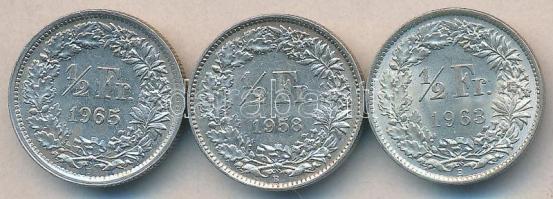 Svájc 1958. 1/2Fr Ag + 1963. 1/2Fr Ag + 1965. 1/2Fr Ag T:2
Switzerland 1958. 1/2 Franc Ag + 1963. 1/...
