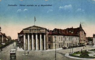 Szabadka theater, mansion, tram (EB)