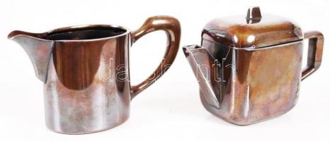 2db art deco stílusú, jelzett, ezüstözött alpakka kiöntő / 
Silver plated alpaca jugs in art deco st...