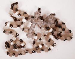 Régi fém olvasótartó olvasóval / 
Old metal rosary box with rosary, 5x4x1cm