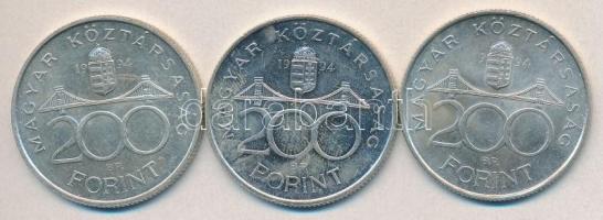 1994. 200Ft Ag "Deák" (3x) T:1-,2