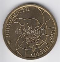 Spitsbergen 1993. 100R "Jegesmedve" T:1- Spitsbergen 1993. 100 Roubles "Polar bear seated on 1/2 world globe" C:AU