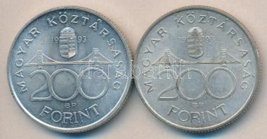 1993. 200Ft Ag "MNB" (2x) T:2,2-