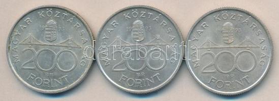 1993. 200Ft Ag "MNB" (3x) T:2,2-